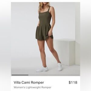 Vuori Villa Cami Romper- NWT, dark oregano (dark forest green color)